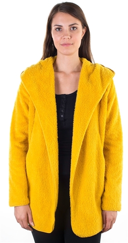 Ladies Teddy Faux Shearling Hooded Jacket