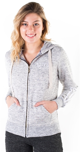 Women's Space Dye, Zip Up Hoodie with "Love" Embroidery and Print
