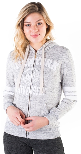 Women's Space Dye, Zip Up Hoodie with "New York University" Print