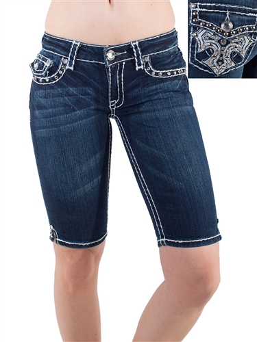 Women's LA Idol Bermuda Shorts with Thick Threading and Embellishments