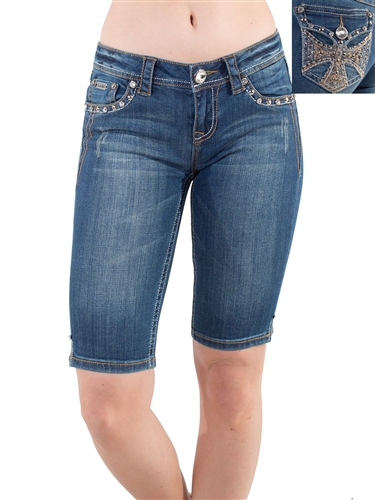 Women's LA Idol Bermuda Shorts with Thick Threading and Embellishments