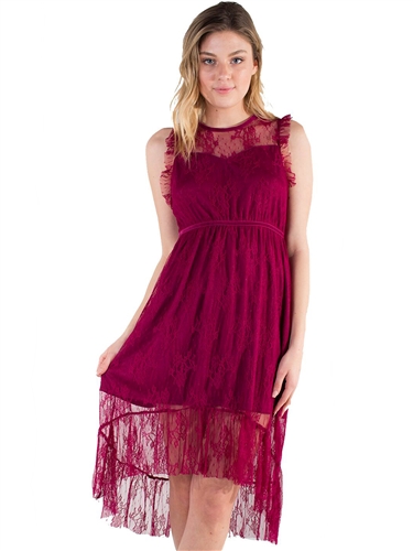 Women's Eyeshadow Sheer Lace Dress with Lining