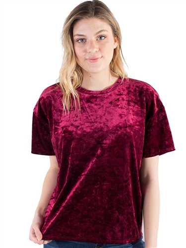 Women's Eyeshadow Basic Crop Velvet Top