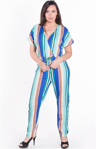 Women's Wrap Jumpsuit with Kimono Sleeves