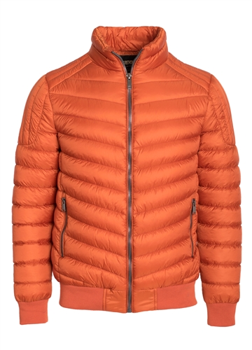 Men's Quilted Puffer Jacket with Gunmetal Zippers, Ribbed Trims  and Shoulder Quilting Detail