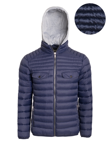 Men's Quilted Puffer Jacket with Flacket and Faux Fur Lining