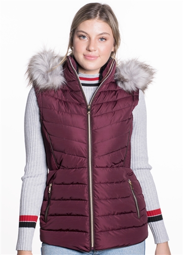 Women's Puffer Vest with Detachable Hood/