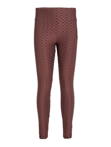 WT956-Chocolate-Women's Honeycomb Ruched Leggings 1-2-2-1