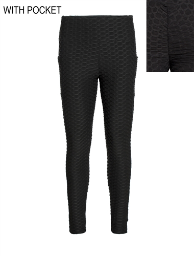 Women's Honeycomb Ruched Leggings with Pockets
