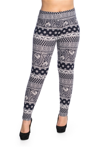 Women's One Size Allover Paisley Print Leggings