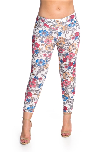 Women's One Size Floral Print Leggings