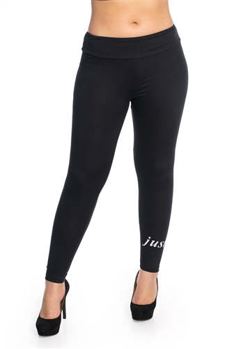 Women's One Size Leggings with "Just Yes" Print