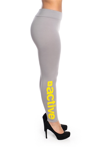 Women's One Size Leggings with "Active" Print