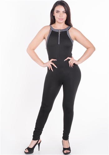 Women's Half Zip Up Bodycon Jumpsuit