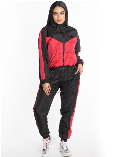 Women's Windbreaker Jacket with Striped Pants Set