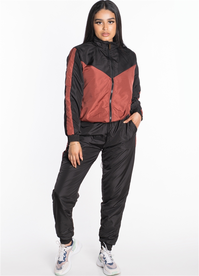 Women's Windbreaker Jacket with Pants Tracksuit Set with Brushed