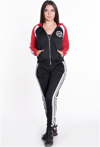 Women's Hooded Jacket and Joggers Tricot Tracksuit Set