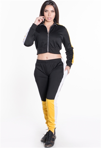 Women's Cropped Jacket and Joggers Tricot Tracksuit Set