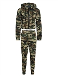Women's Camo Crop Jacket with Hood and Cargo Joggers Set