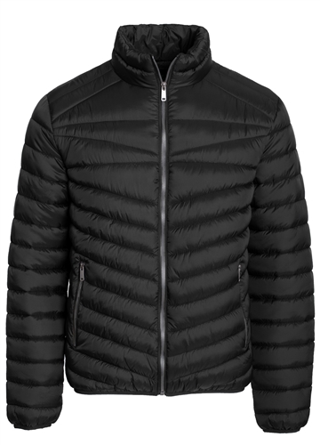 Men's Quilted Puffer Jacket with Gunmetal Zippers and Faux Fur Lining