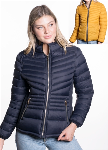 Women's Reversible Solid Puffer Jacket and High Shine Zippers