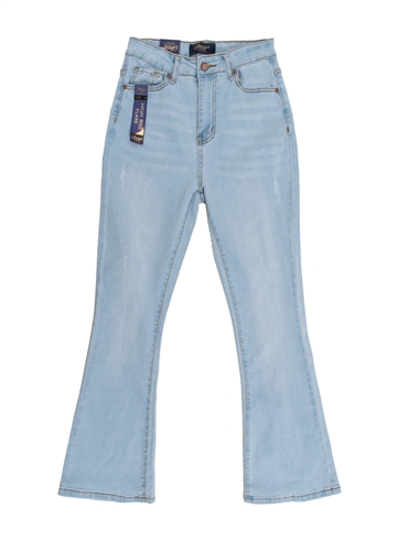 Ladies Light  Wash High Rise Flare Jeans