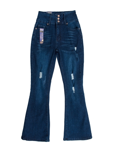 Ladies Dark Wash High Rise Flare Jeans