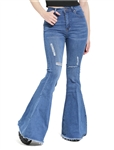 Ladies Ripped High Waist Stretchable Bell Bottom Jeans