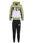 Women's Color Blocking Faux Sherpa-Lined Zip-Up Hoodie and Joggers Set