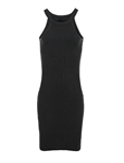 Women's Ribbed Bodycon Halter Knee-Length Dress