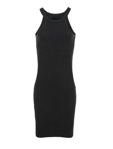 Women's Ribbed Bodycon Halter Knee-Length Dress