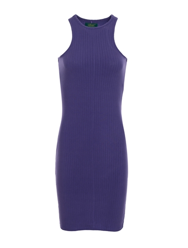Women's Bodycon Ribbed Halter Knee-Length Dress