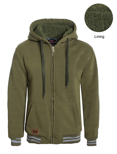 Men's Zip Up Hoodie with Faux Fur Lining