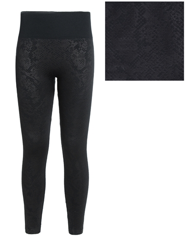 Women's Knit Fleece Lined Embossed Leggings