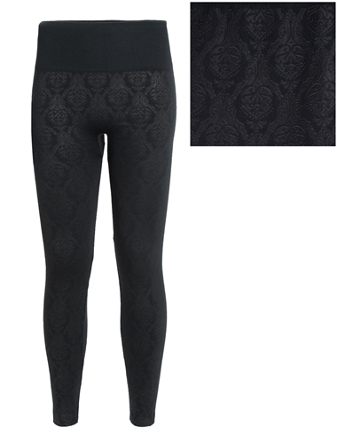 Women's Knit Fleece Lined Embossed Leggings