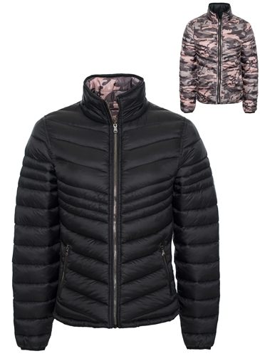 Women's Reversible Puffer Jacket with Camo Print