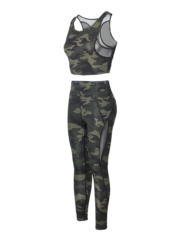 Women's Active Sports Bra and Leggings Set with Mesh Accents