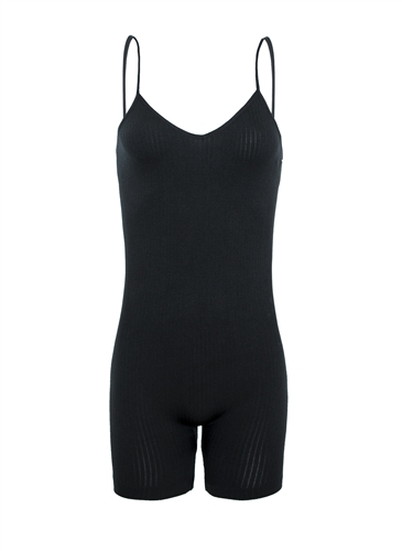 Ladies Ribbed Seamless Romper with Narrow Straps