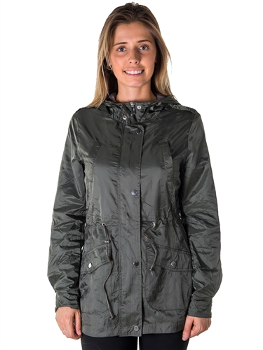 Ladies Zip Up Light Weight Nylon Anorak Jacket, Waterproof, Jersey Lined Hood, Roll Up Sleeve & Waistband String By Special One