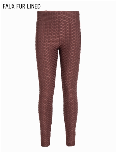 Women's Faux Fur Lined Honeycomb Ruched Leggings