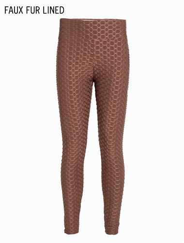 Women's Faux Fur Lined Honeycomb Ruched Leggings