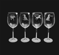 Labrador Retriever Wine Glasses set of 4 - No, Here, Sit & Back