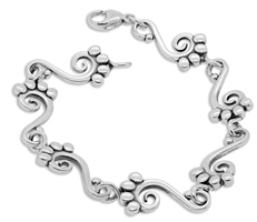 Paw Print Link Sterling Silver Bracelet