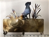 RETRIEVER WITH CATTAILS COLORED METAL WALL HANGING WITH 3 HOOKS