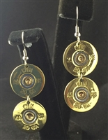 12 Gauge Winchester Double Dangle Gold Earrings