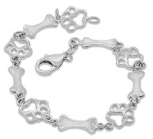 Sterling Silver Paws and Bones Bracelet
