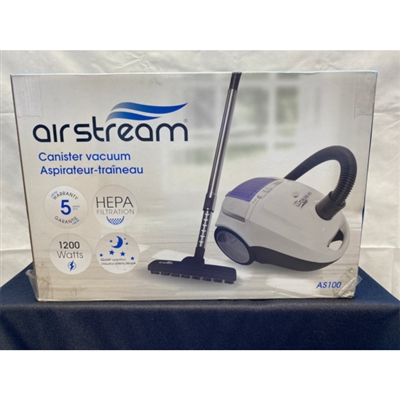 Air Stream HEPA Canister Vacuum with Tools. 1200 Watts. Sealed Box. AS100. Clearance Item.