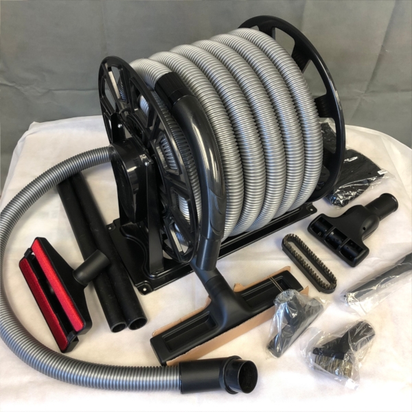 Hose with Hose Reel and Cleaning Tool Kit. Featuring Hand Held