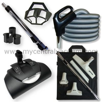Our EuroPak - An Electric Power Brush/Nozzle with Hose and Cleaning Tools Bundle for Central Vacuum Systems