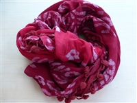 Red Batik Pom Infinity Scarf - India